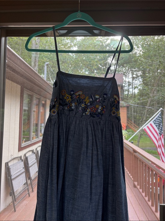 NATURAL LIFE Dresses & Skirts - Embroidered Chambray Long  Sundress - Blue